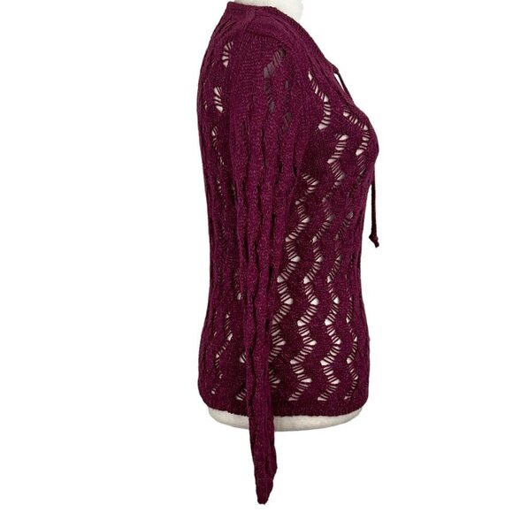 Loft WOMEN'S OPEN KNIT SWEATER V-NECK LONG SLEEVE PURPLE‎ SIZE XSP - Picture 10 of 13